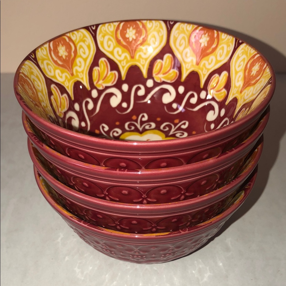 FOUND & FABLE 4 Kaleidoscope Stoneware Dip Bowls Set - Picture 6 of 6